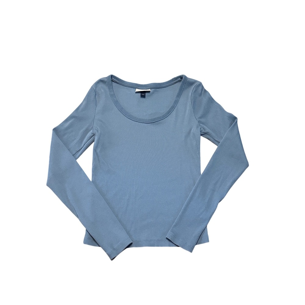 Universal Thread Ribbed Long Sleeve T-Shirt Teal Blue